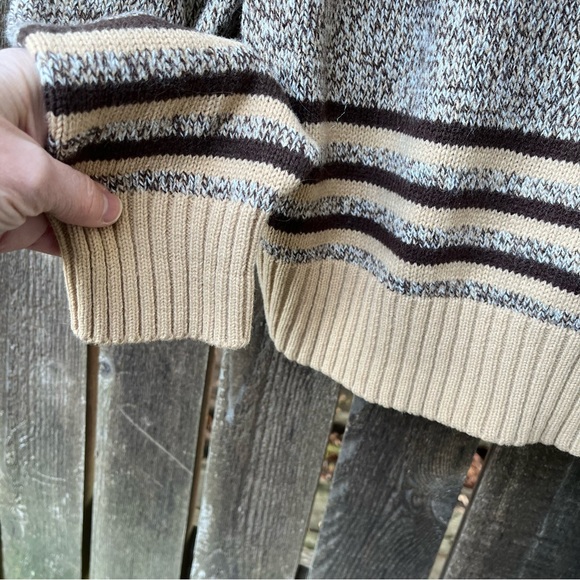 Richman Brothers Vintage Brown Diamond Striped Crew Neck Sweater Sz M - Picture 5 of 12